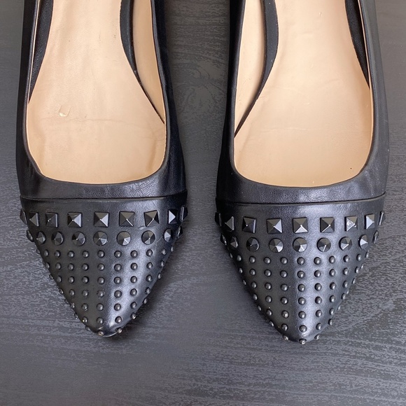 BCBGeneration - Zeleni Black Studded Leather Flats - size 7.5 B - Picture 2 of 12